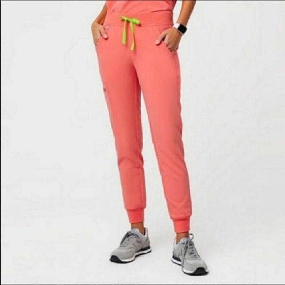 FIGS Hot Coral Zamora Jogger Scrub Pants